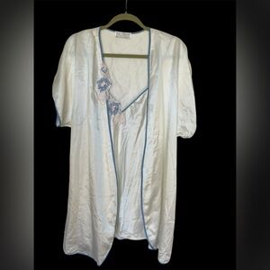 Val Mode vintage nightgown robe set Made in the USA slip size large Off White